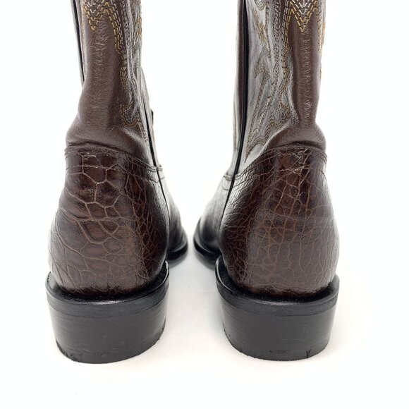 Darios Boots Size 27 Brown Leather Western Cowboy Boots Almond Toe Block Heel - Picture 9 of 10